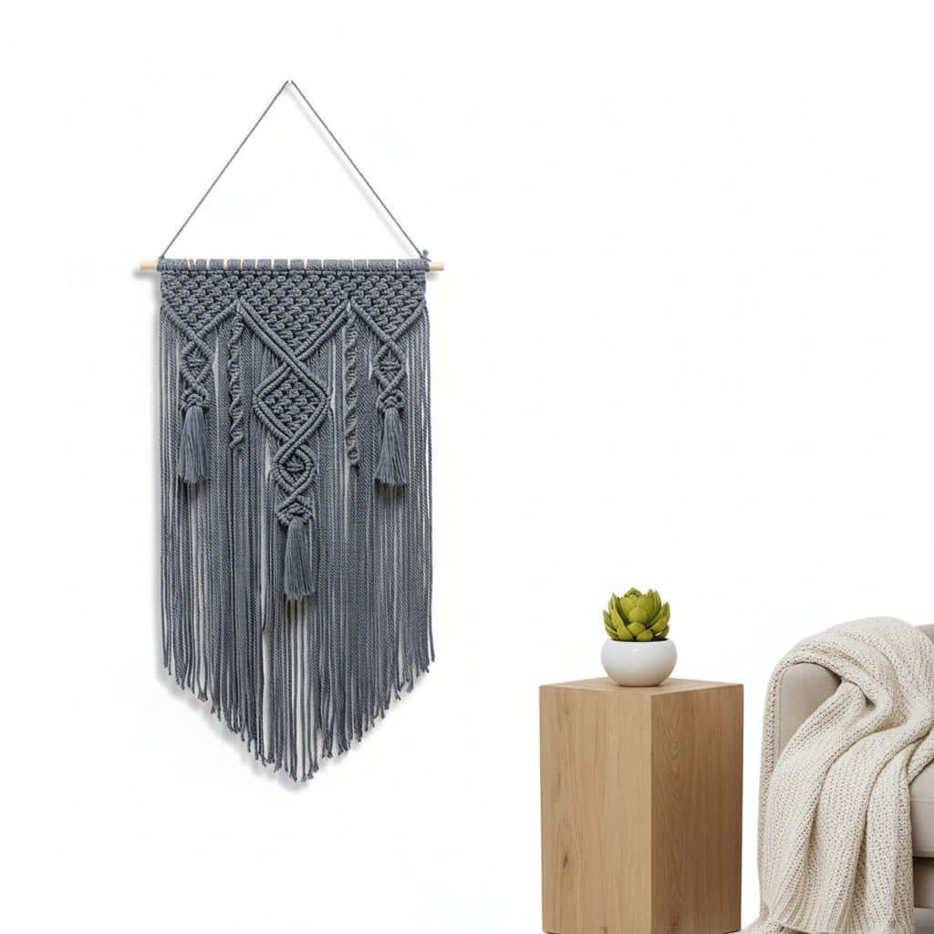 Nordic Macrame Wall Hanging – Cotton Rope Woven Tapestry Boho Home Decor - Hadi Craft