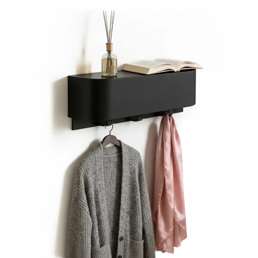Nordic wall shelf organizer with Hooks Entryway Coat & Key Organizer - Hadi Craft