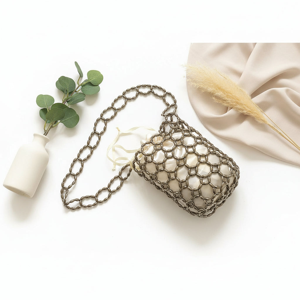 Handmade Beaded Hollow Out Cutout Bag Minority Simple Woven Finished Handbag