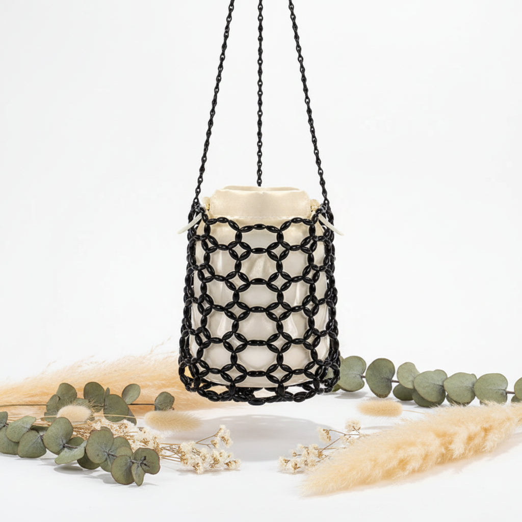 Handmade Beaded Hollow Out Cutout Bag Minority Simple Woven Finished Handbag