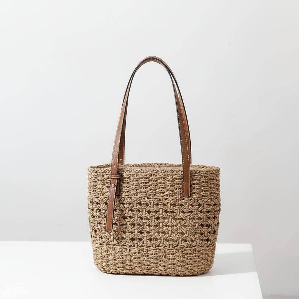 Straw Woven Bag Women Hollow Out Cutout Handmade Straw Bag Woven Bag