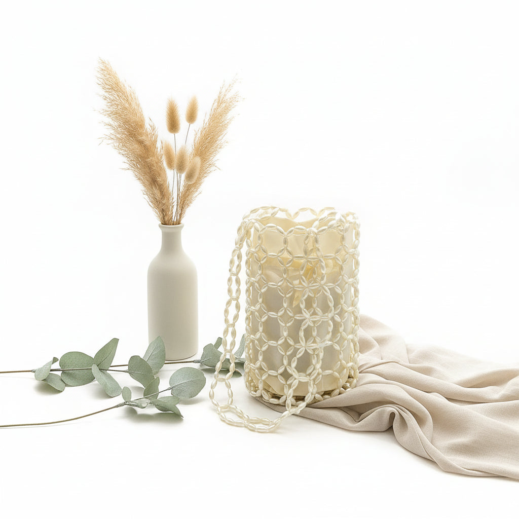 Handmade Beaded Hollow Out Cutout Bag Minority Simple Woven Finished Handbag