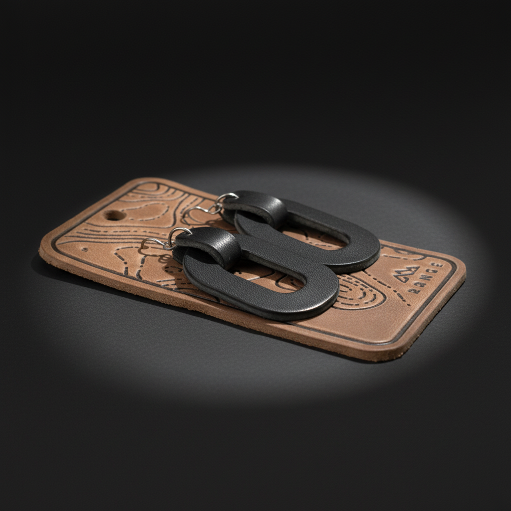 Oval Full Grain Leather Earrings | Handmade Minimalist Leather Jewelry | Lightweight Modern Statement Earrings