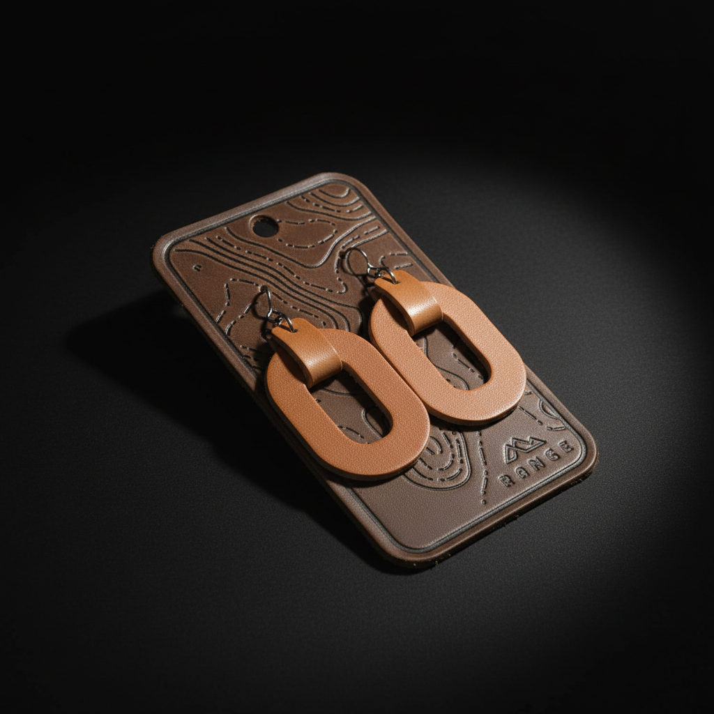 Oval Full Grain Leather Earrings | Handmade Minimalist Leather Jewelry | Lightweight Modern Statement Earrings