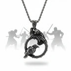 Odin raven pendant necklace featuring Huginn and Muninn in black stainless steel, inspired by Viking mythology