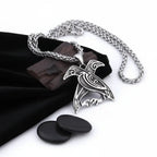 Odin Huginn & Muninn Raven Stainless Steel Viking Necklace for Men – Norse Mythology Pendant with Wooden Box - Hadi Craft