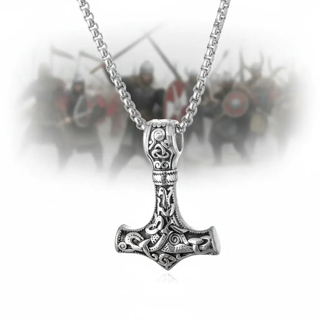 Odin Viking Rune Necklace for Men – 316L Stainless Steel Norse Pendant, Mjolnir Nordic Jewelry - Hadi Craft