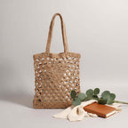 One Shoulder Straw Beach Bag Casual Hollow Out - Hadi Craft