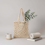 One Shoulder Straw Beach Bag Casual Hollow Out - Hadi Craft