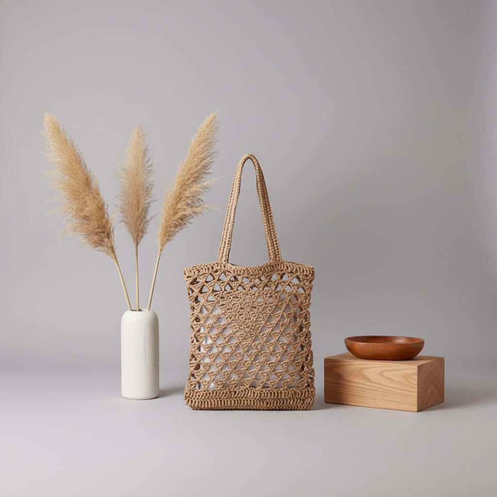 One Shoulder Straw Beach Bag Casual Hollow Out - Hadi Craft