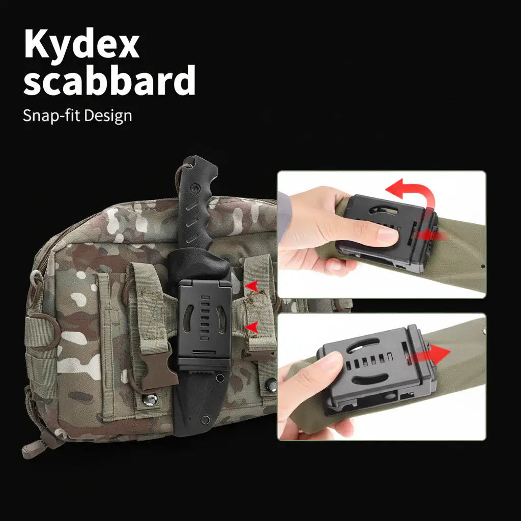 Outdoor Tactical Fixed Blade Hunting Knife with Rubber Handle - Hadi Craft