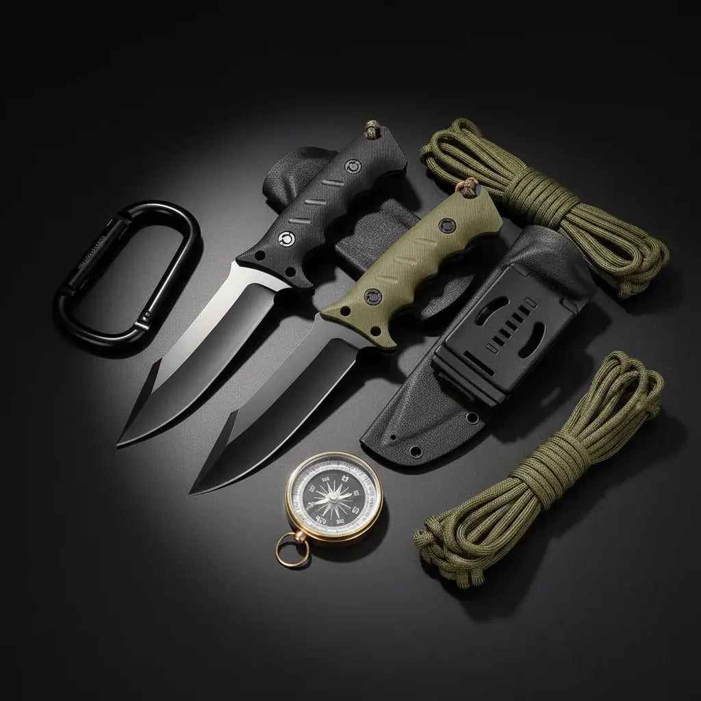 Outdoor Tactical Fixed Blade Hunting Knife with Rubber Handle - Hadi Craft