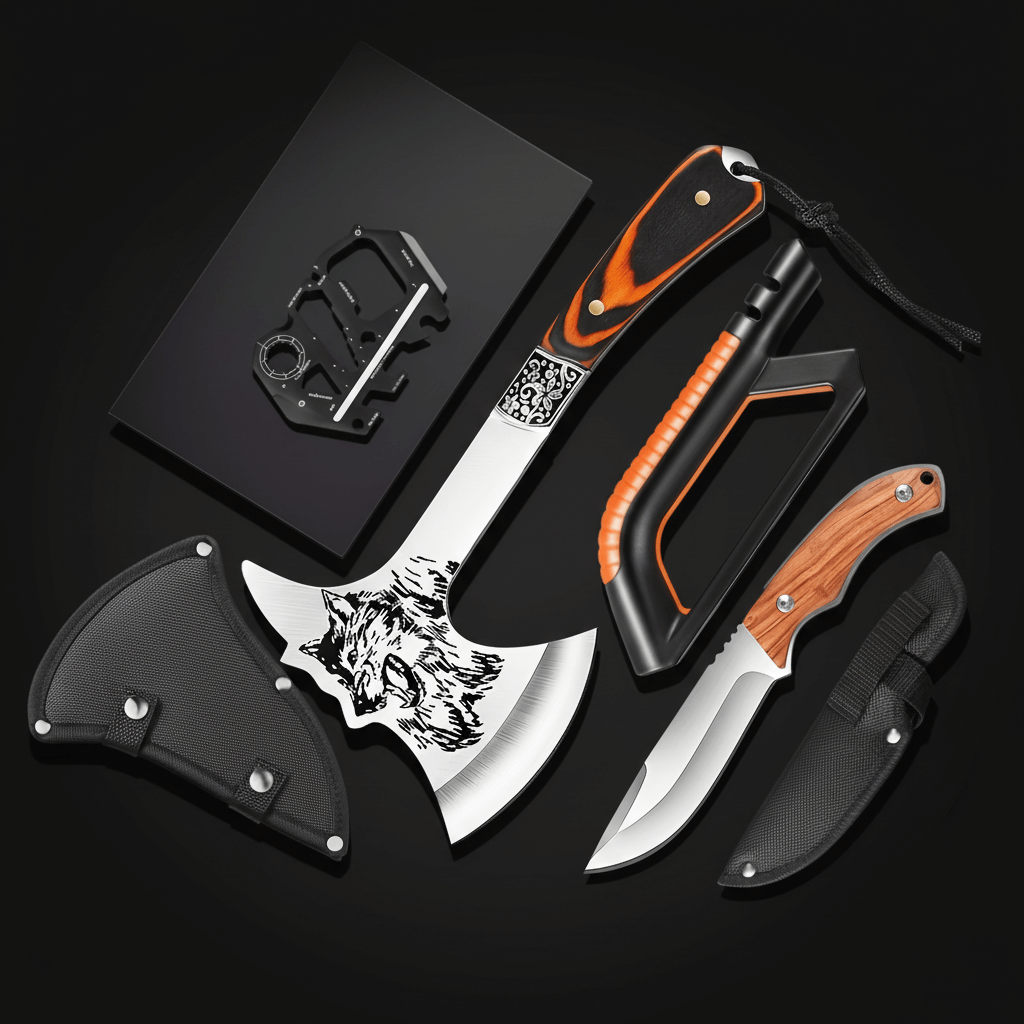 Outdoor Tactical camping Axe Multi-Functional Tool Solid Wood Handle - Hadi Craft