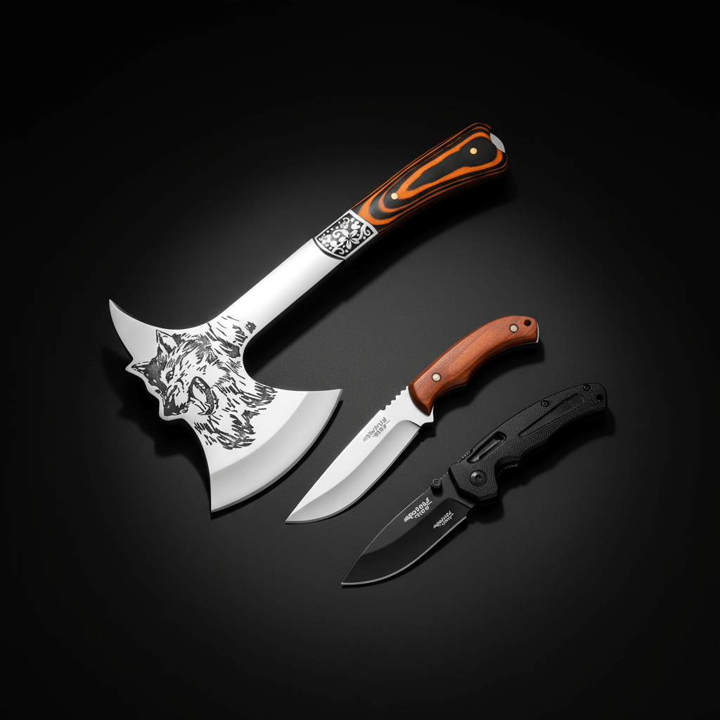 Outdoor Tactical camping Axe Multi-Functional Tool Solid Wood Handle - Hadi Craft