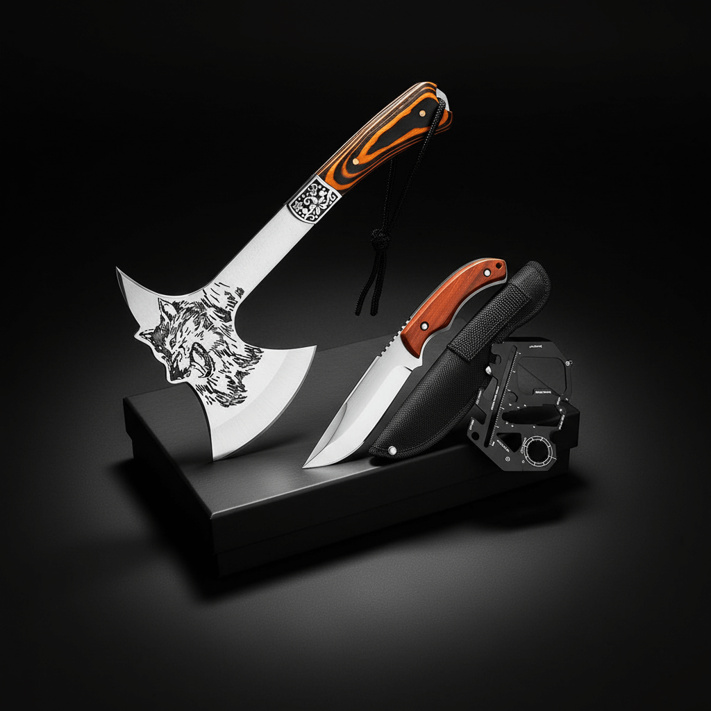 Outdoor Tactical camping Axe Multi-Functional Tool Solid Wood Handle - Hadi Craft