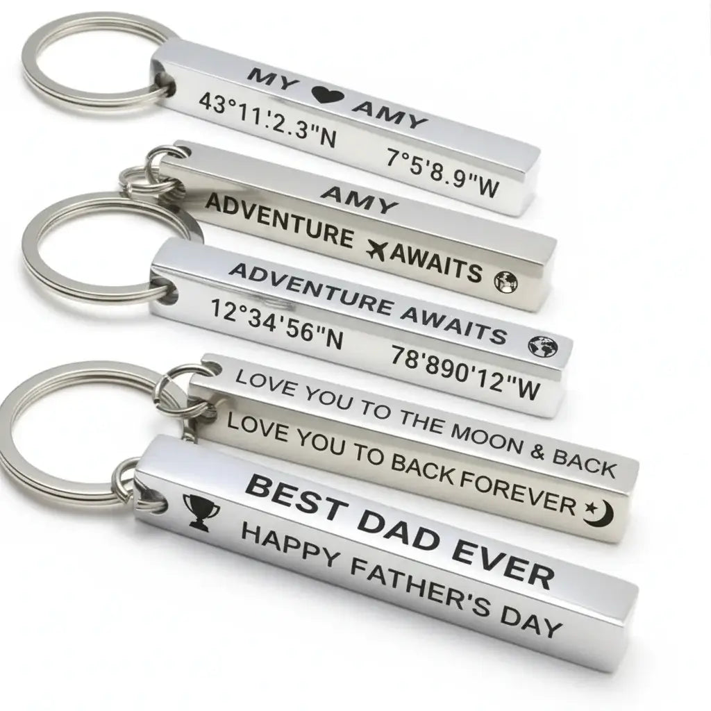 Personalized 3D Keychain 4 Sided Engraving - Hadi Craft