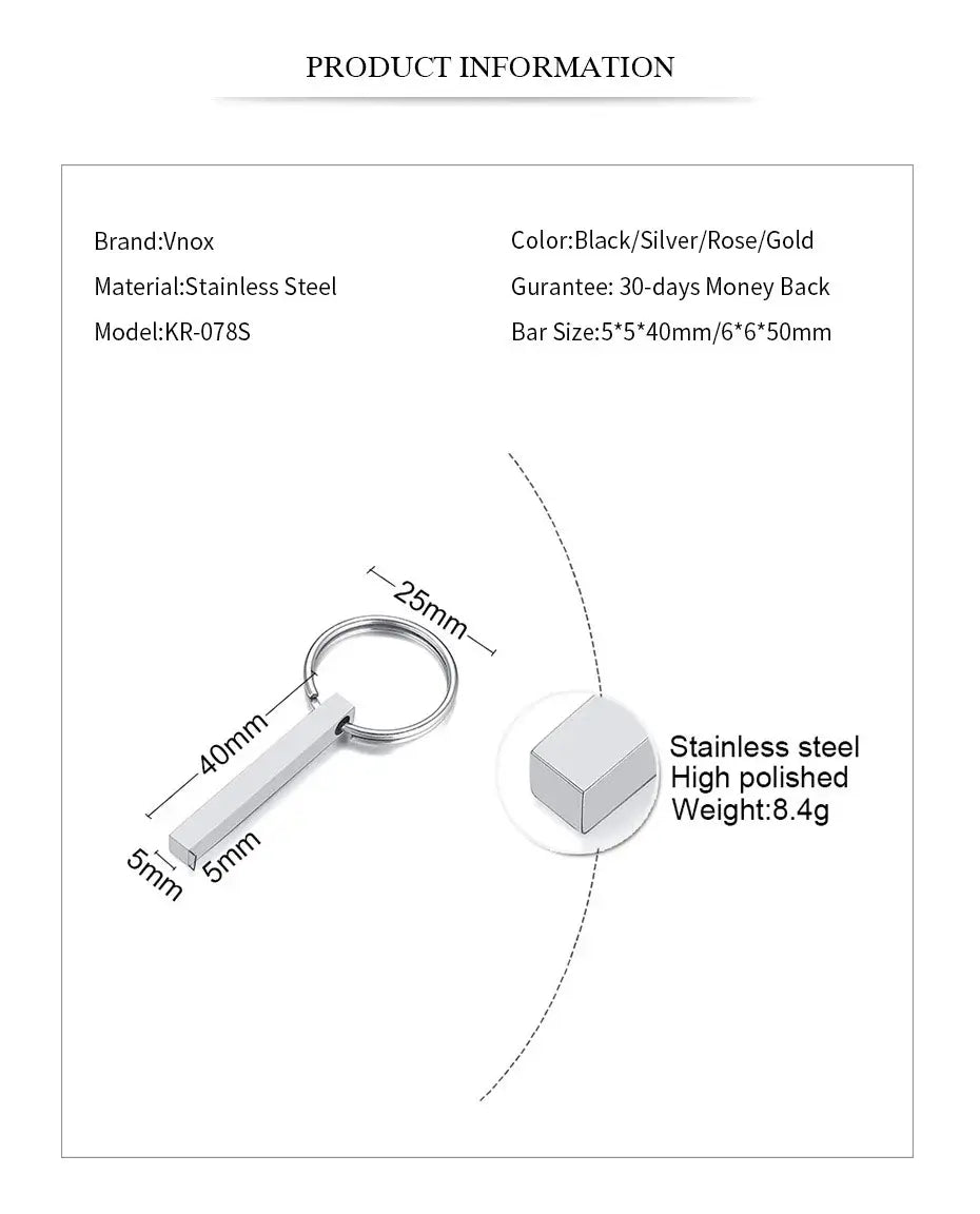 Personalized 3D Keychain 4 Sided Engraving - Hadi Craft