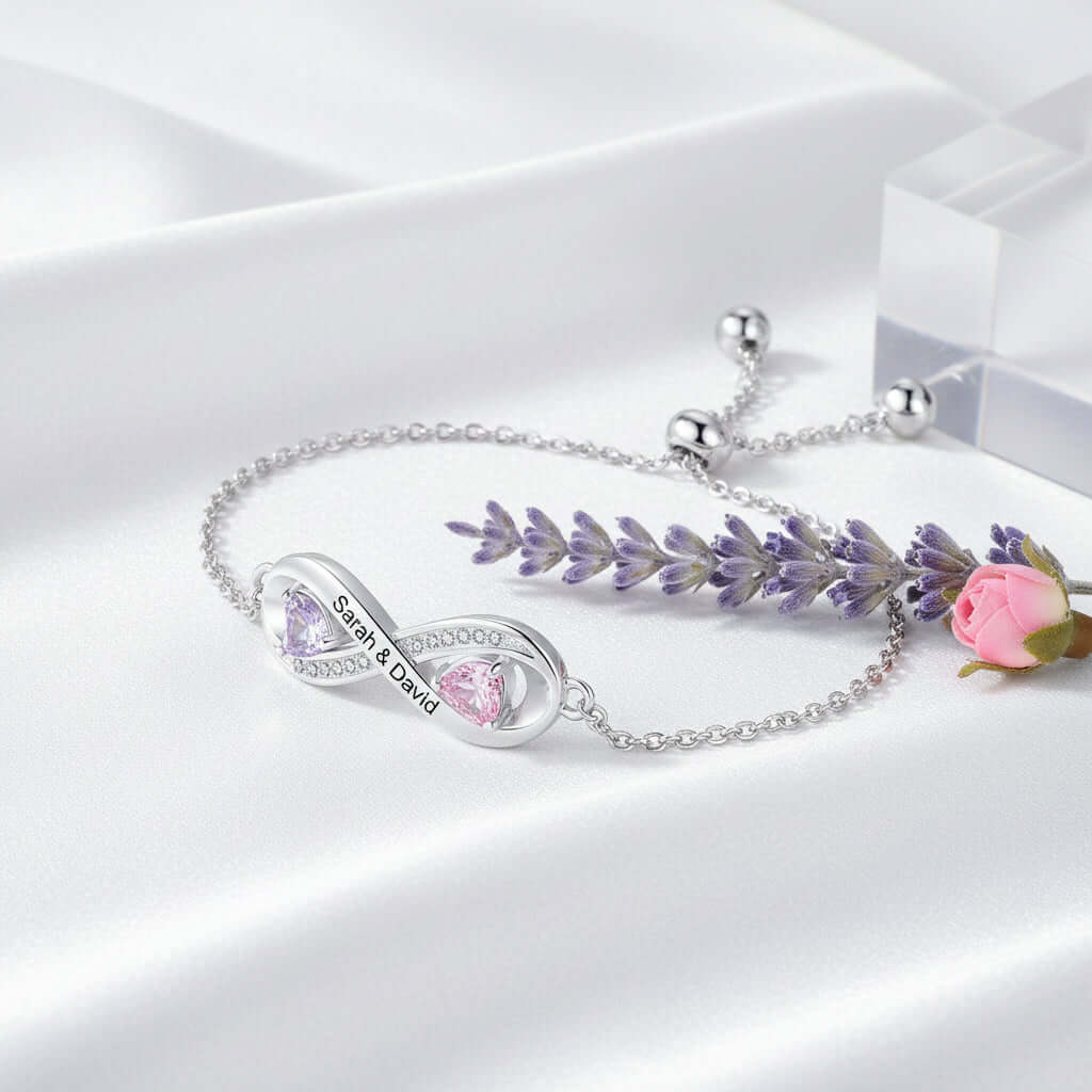 Personalized Birthstone Bracelet – Custom Engraved Jewelry for Women - Hadi Craft