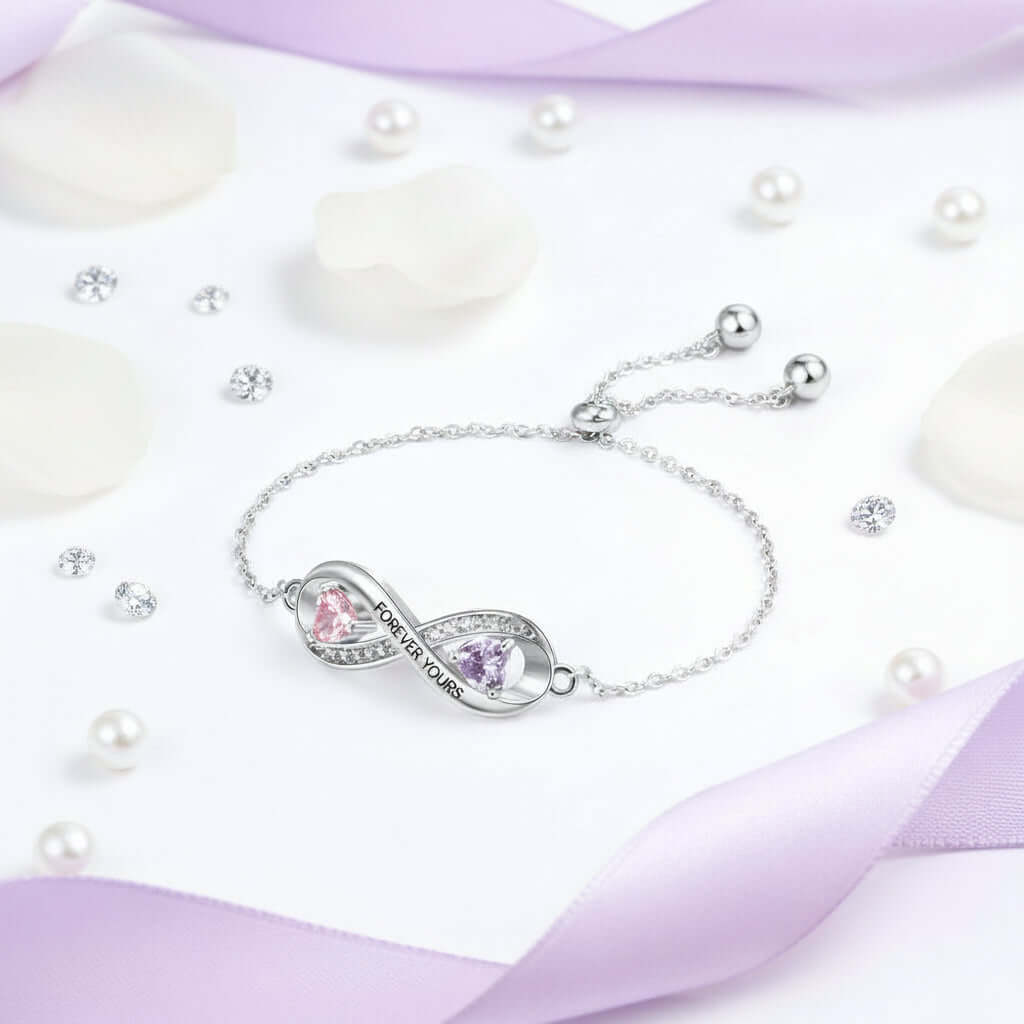 Personalized Birthstone Bracelet – Custom Engraved Jewelry for Women - Hadi Craft