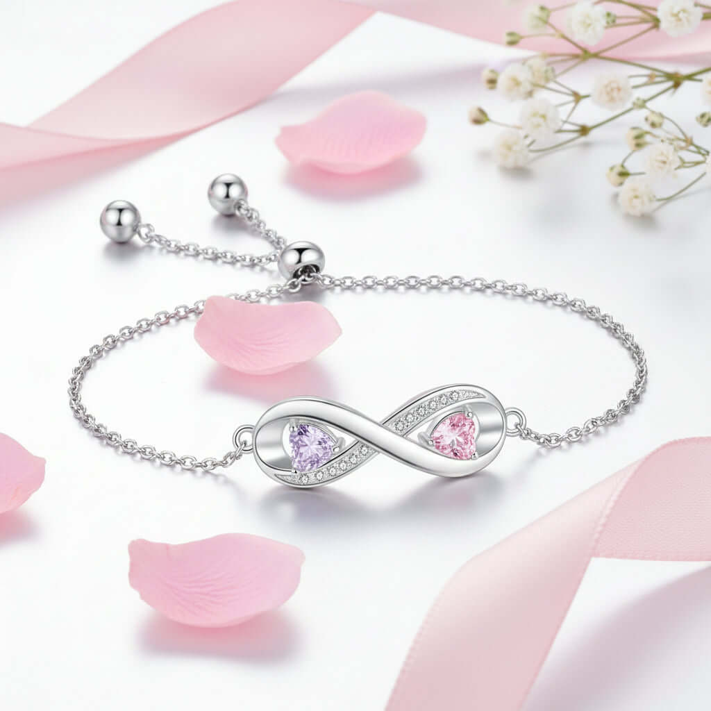 Personalized Birthstone Bracelet – Custom Engraved Jewelry for Women - Hadi Craft