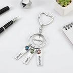 Personalized Birthstone Keychain Stainless Steel - Hadi Craft