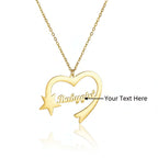 Personalized Heart Star Necklace Custom Name Stainless Steel Jewelry - Hadi Craft