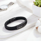 Personalized Leather Memorial Bracelet – Stainless Steel Urn Keepsake - Hadi Craft