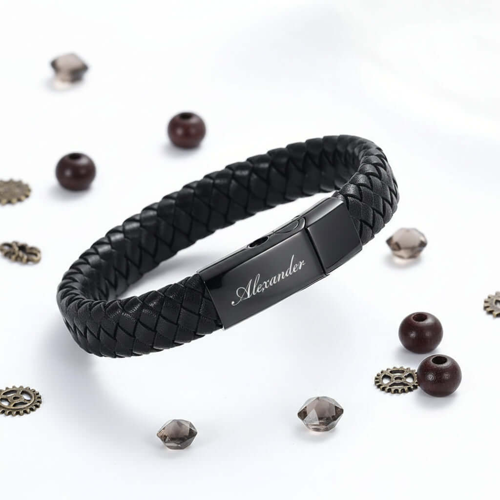 Personalized Leather Memorial Bracelet – Stainless Steel Urn Keepsake - Hadi Craft