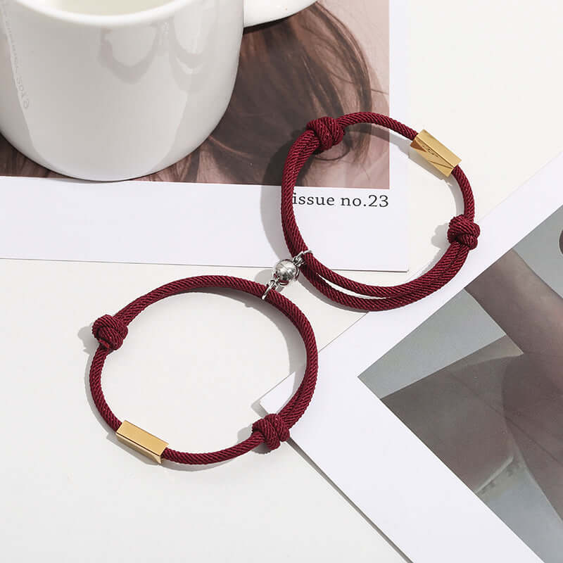Personalized Magnetic Couple Bracelets – Custom Name Letter Matching Set - Hadi Craft