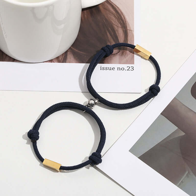 Personalized Magnetic Couple Bracelets – Custom Name Letter Matching Set - Hadi Craft
