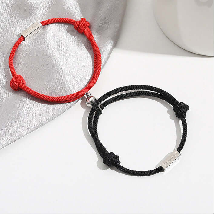 Personalized Magnetic Couple Bracelets – Custom Name Letter Matching Set - Hadi Craft