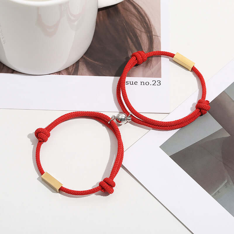 Personalized Magnetic Couple Bracelets – Custom Name Letter Matching Set - Hadi Craft