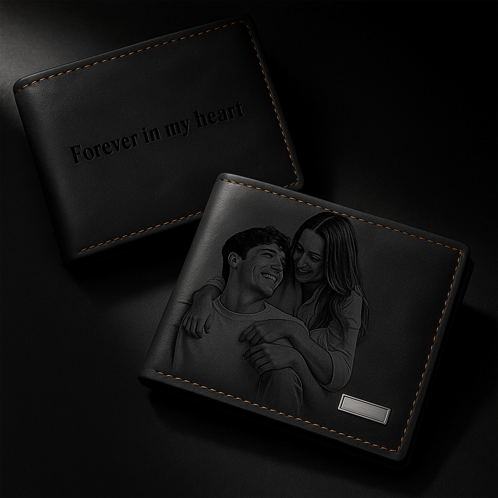 Personalized Photo Engraved Men’s Wallet Custom Picture Memorial - Hadi Craft