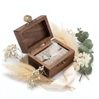 Personalized Vintage Ring Box – Engraved Wood Name & Date Jewelry Box - Hadi Craft