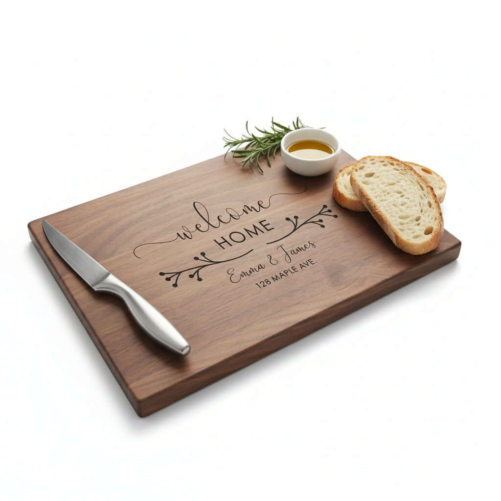 Personalized Walnut Cutting Board – Custom Engraved Wooden Kitchen Board - Hadi Craft