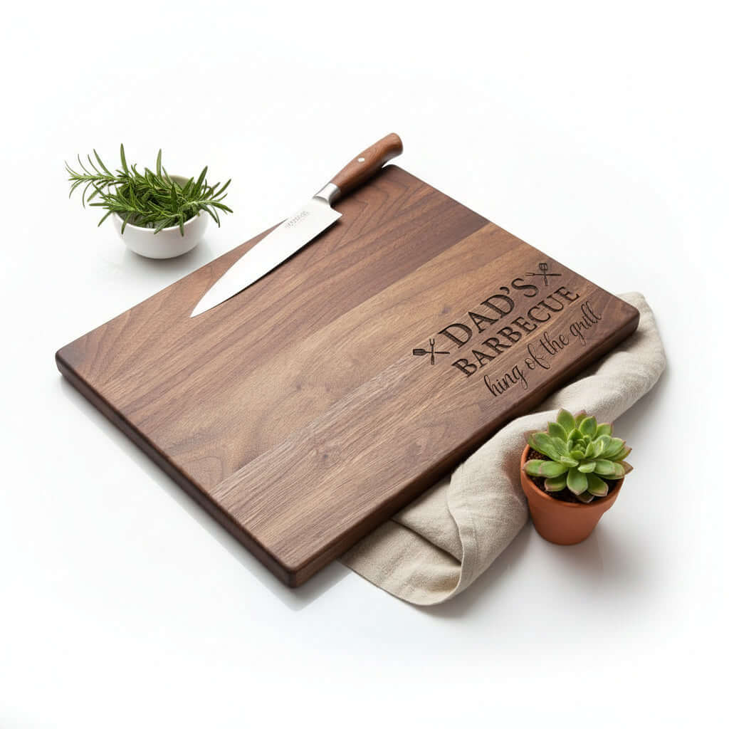 Personalized Walnut Cutting Board – Custom Engraved Wooden Kitchen Board - Hadi Craft