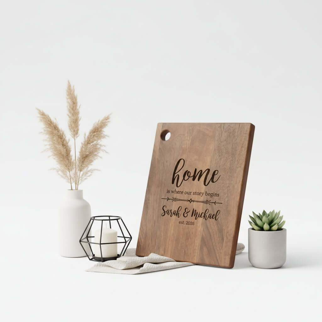 Personalized Walnut Cutting Board – Custom Engraved Wooden Kitchen Board - Hadi Craft