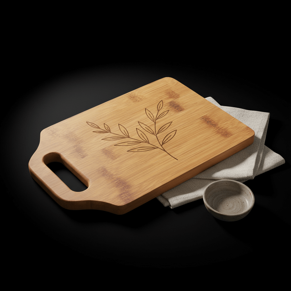 Personalized bamboo cutting board with handle engraving design - Hadi Craft