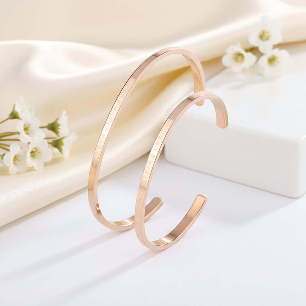 Personalized couple bracelet Rose Gold Custom Name Couple Bracelet - Hadi Craft