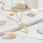 Personalized cross name necklace – Stainless Steel Clavicle Chain - Hadi Craft