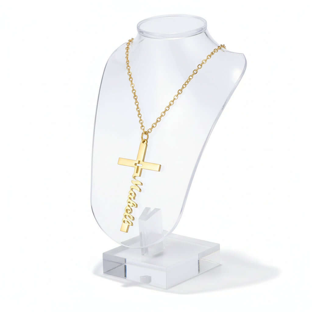 Personalized cross name necklace – Stainless Steel Clavicle Chain - Hadi Craft