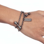 Personalized dumbbell bracelet – Fitness Barbell Steel Wristband - Hadi Craft