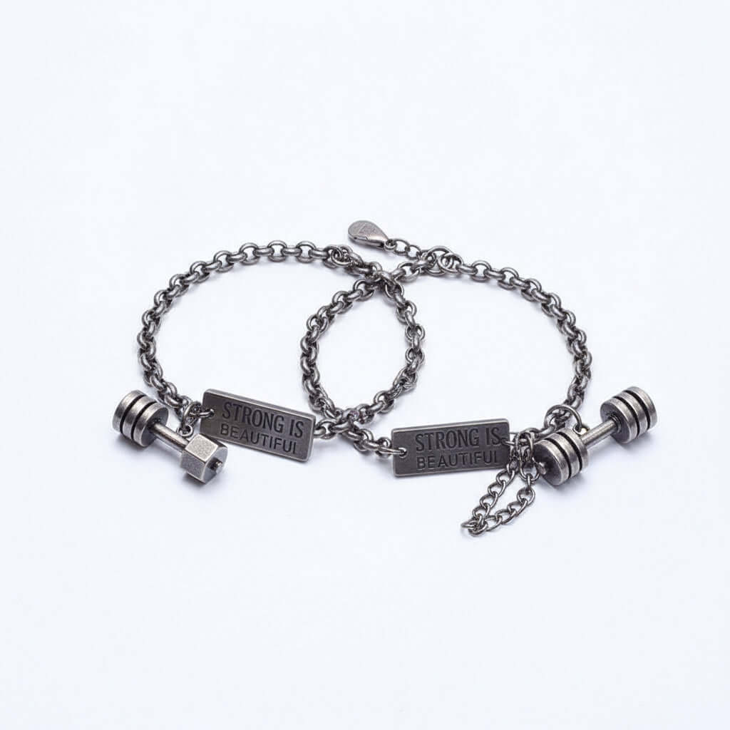 Personalized dumbbell bracelet – Fitness Barbell Steel Wristband - Hadi Craft