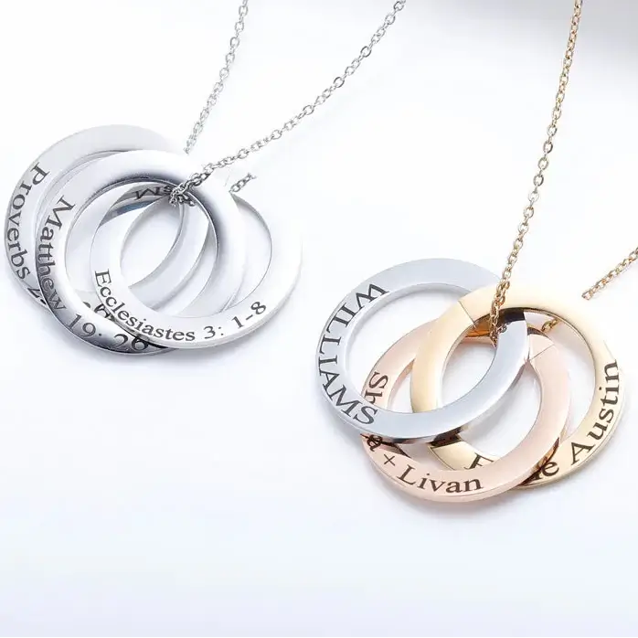 Personalized family linked circle bracelet For Women Family Gift - Hadi Craft