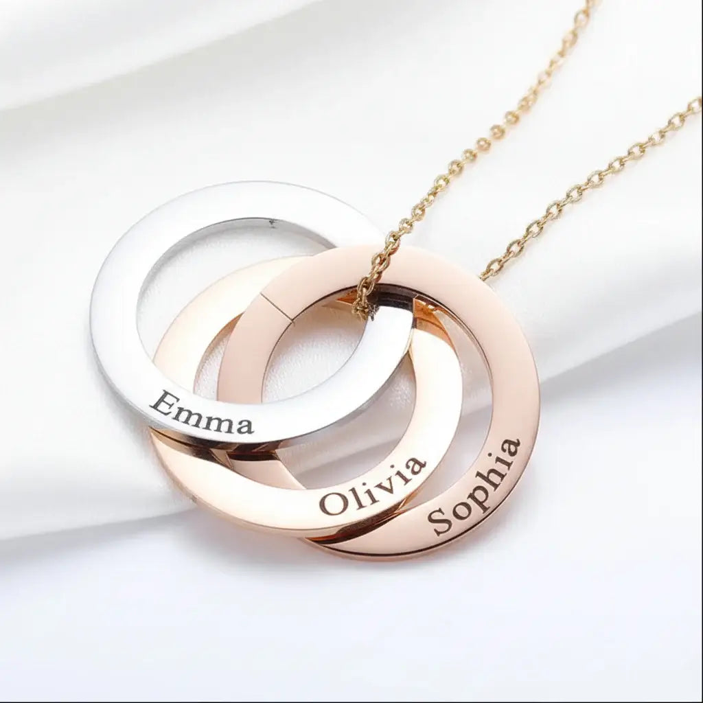 Personalized family linked circle bracelet For Women Family Gift - Hadi Craft