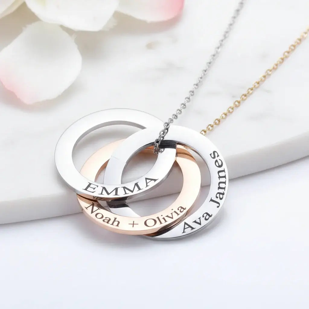 Personalized family linked circle bracelet For Women Family Gift - Hadi Craft