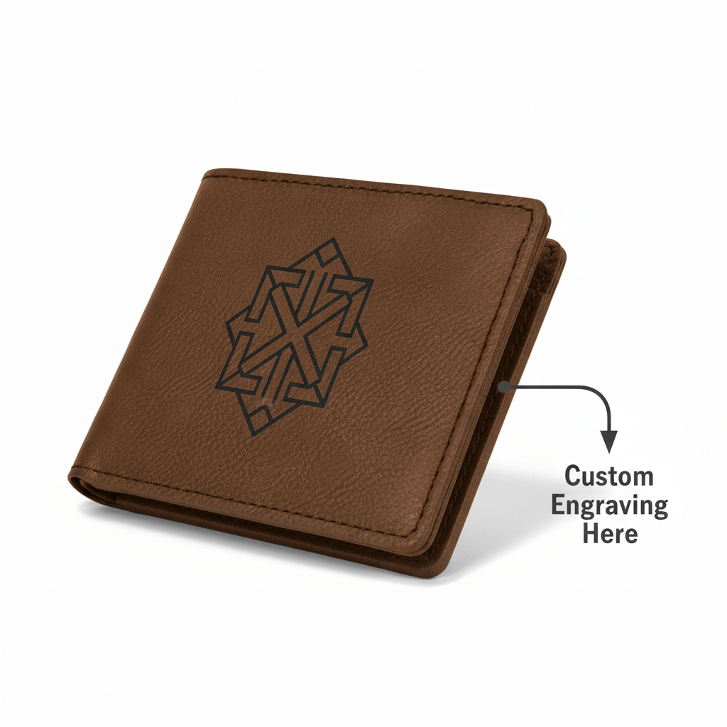 Personalized leather bifold wallet with Personalized Engraving - Hadi Craft