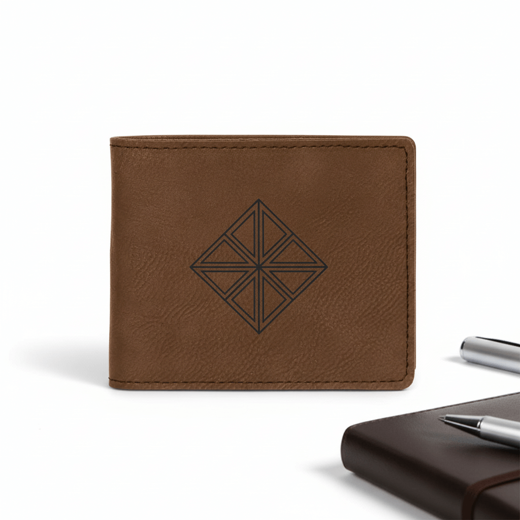 Personalized leather bifold wallet with Personalized Engraving - Hadi Craft