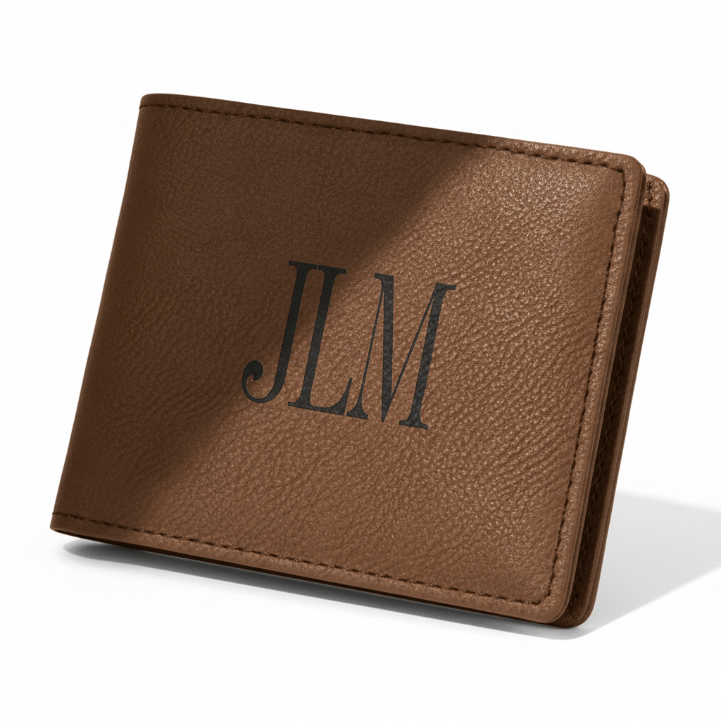 Personalized leather bifold wallet with Personalized Engraving - Hadi Craft