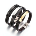 Personalized leather bracelet for men – Stainless Steel Wristband - Hadi Craft